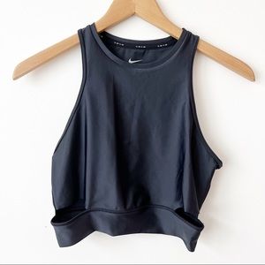 Nike Grey LongLine Fitted Crop Top Side Cutouts Size Small